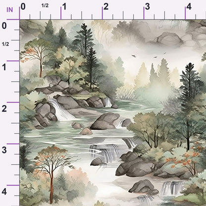 Misty Woodland Brook Pattern 2 Minky Fabric