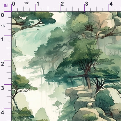 Misty Woodland Brook Pattern 4 Minky Fabric