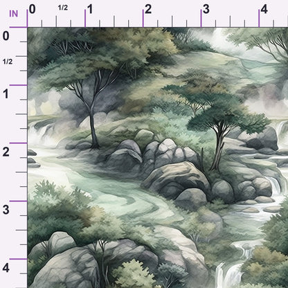 Misty Woodland Brook Pattern 5 Minky Fabric