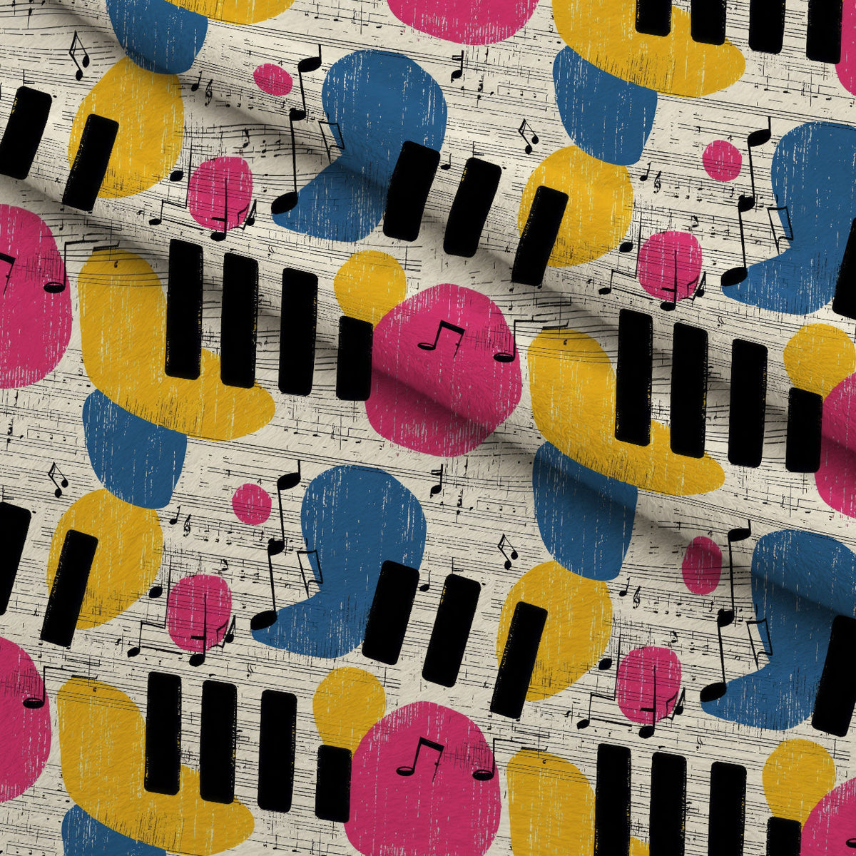 Modern Music Art Minky Fabric