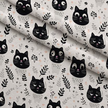 Monochrome Meows Pattern 1 Minky Fabric