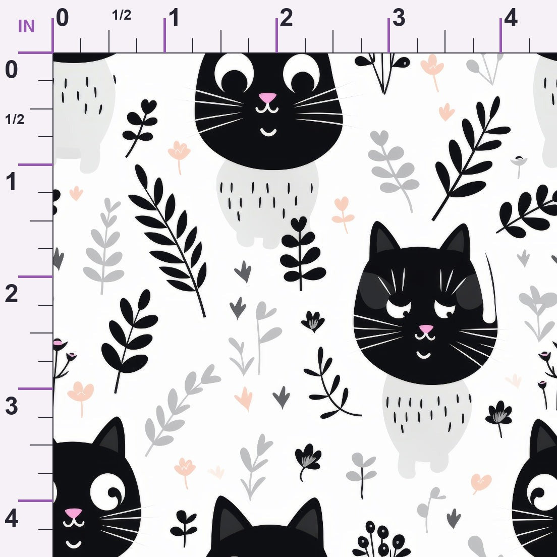 Monochrome Meows Pattern 1 Minky Fabric