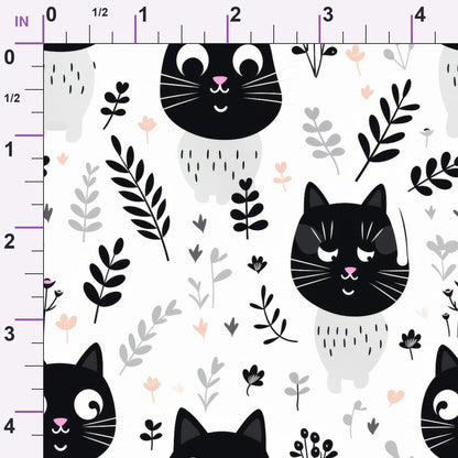 Monochrome Meows Pattern 1 Minky Fabric
