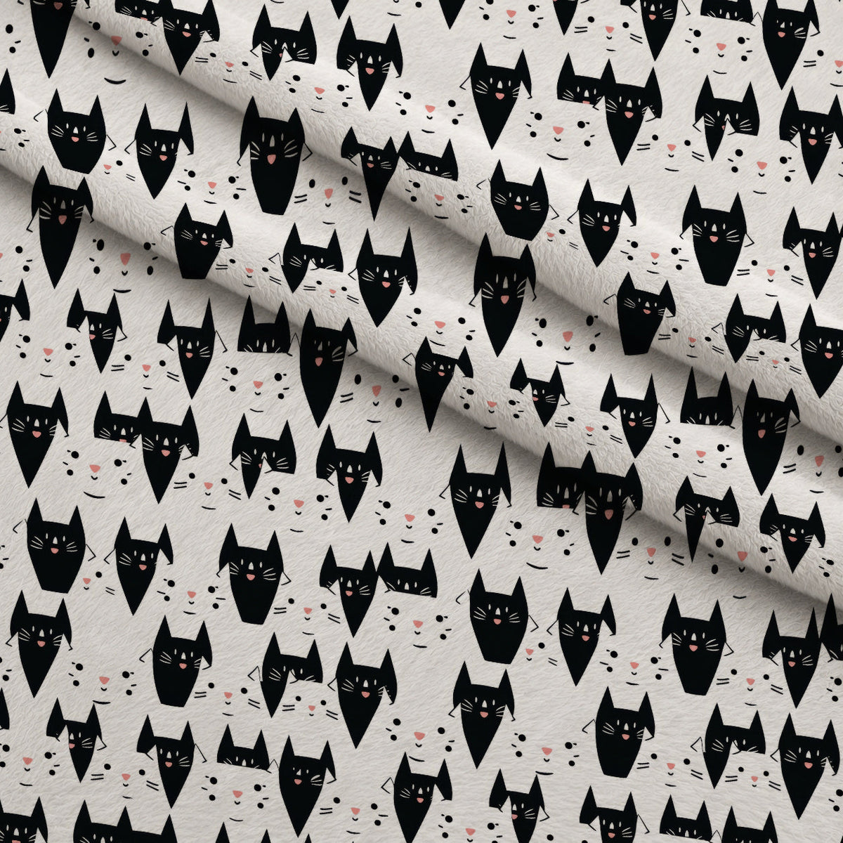 Monochrome Meows Pattern 10 Minky Fabric