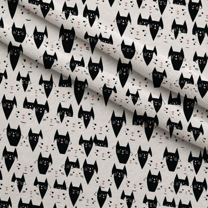 Monochrome Meows Pattern 10 Minky Fabric