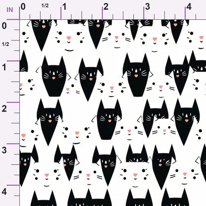 Monochrome Meows Pattern 10 Minky Fabric
