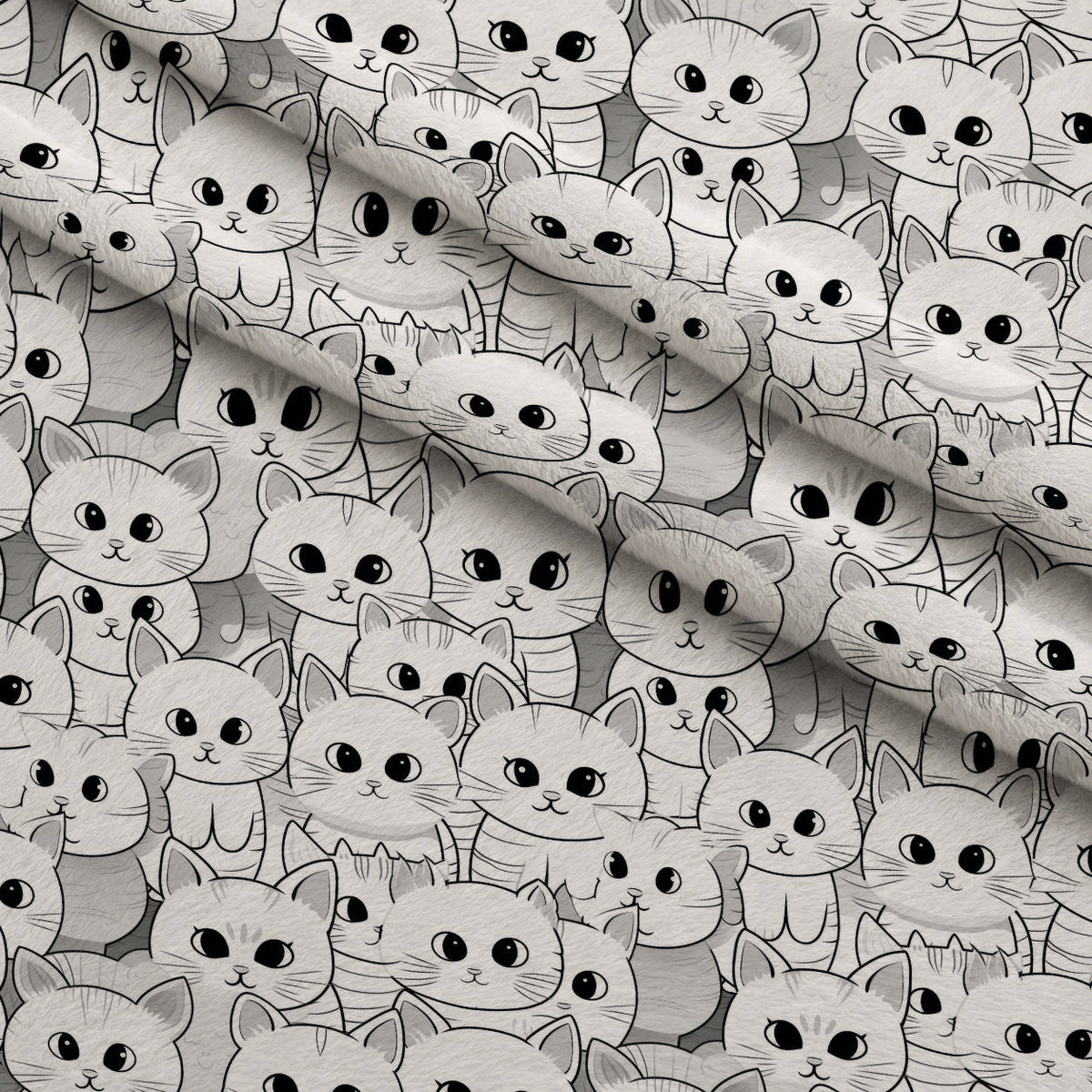 Monochrome Meows Pattern 11 Minky Fabric
