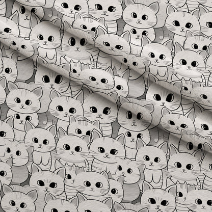 Monochrome Meows Pattern 11 Minky Fabric