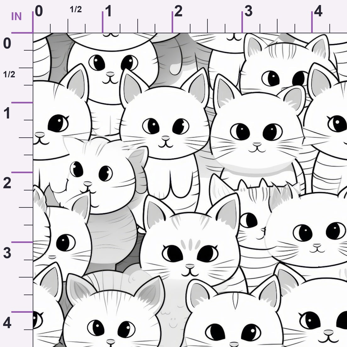 Monochrome Meows Pattern 11 Minky Fabric