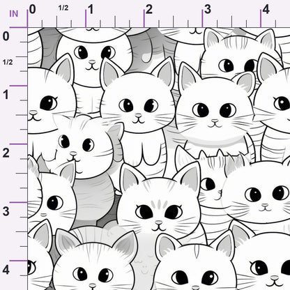 Monochrome Meows Pattern 11 Minky Fabric