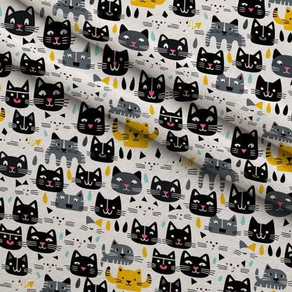 Monochrome Meows Pattern 12 Minky Fabric