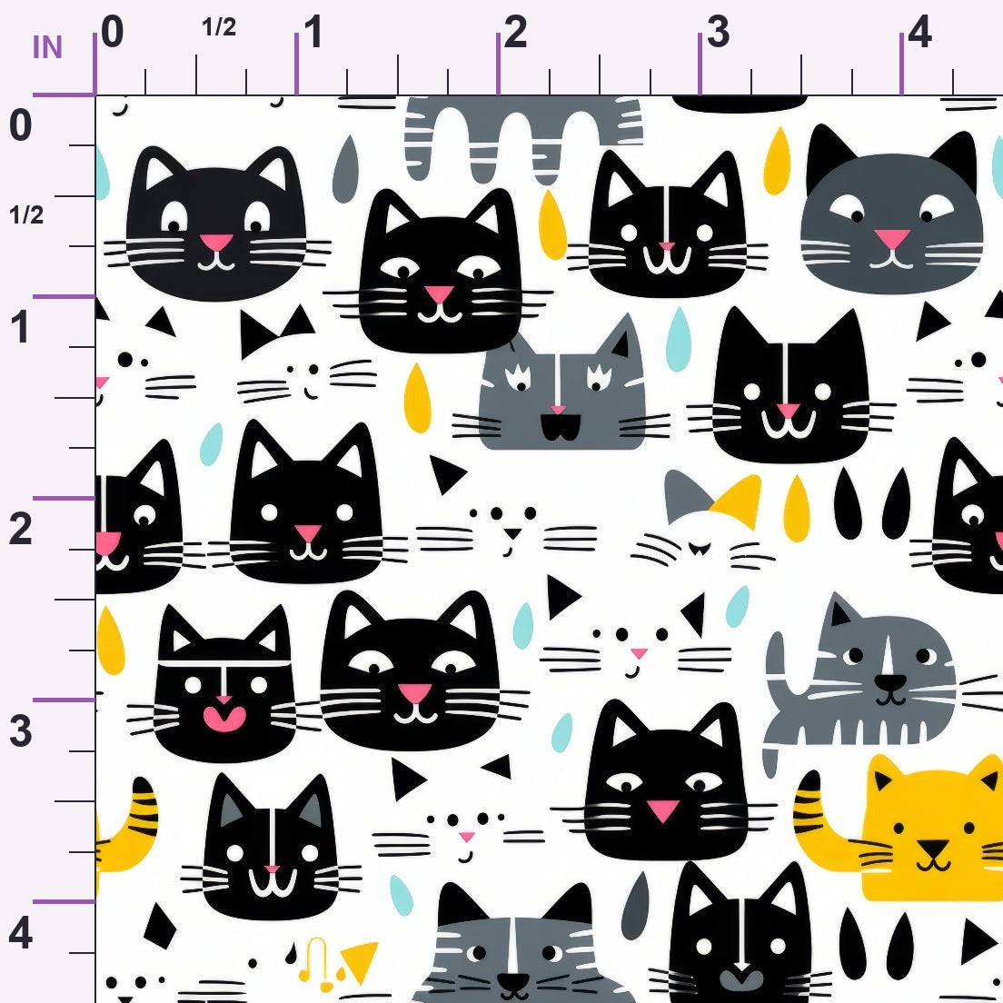 Monochrome Meows Pattern 12 Minky Fabric