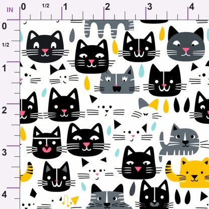 Monochrome Meows Pattern 12 Minky Fabric