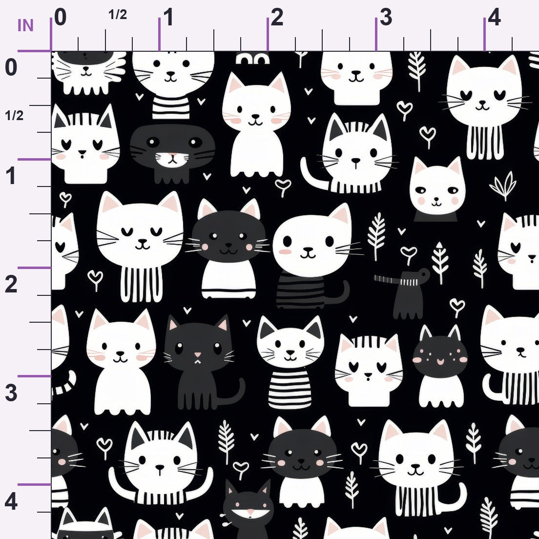 Monochrome Meows Pattern 13 Minky Fabric
