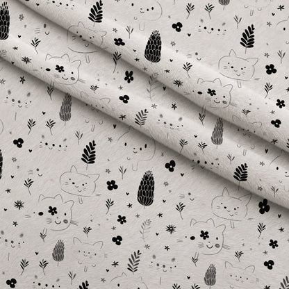 Monochrome Meows Pattern 14 Minky Fabric