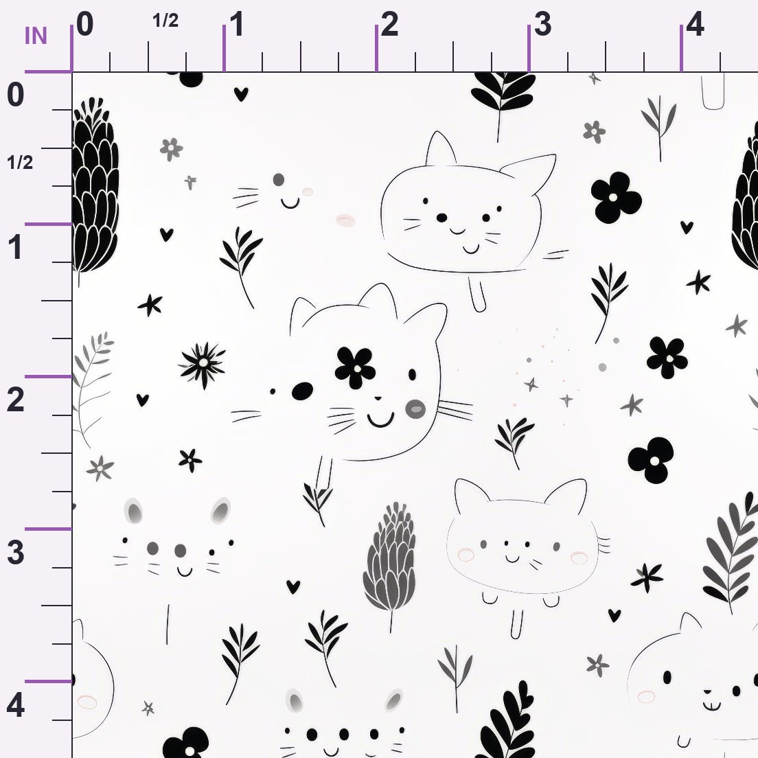 Monochrome Meows Pattern 14 Minky Fabric