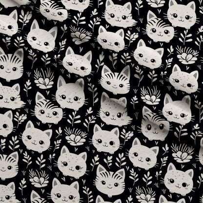Monochrome Meows Pattern 15 Minky Fabric