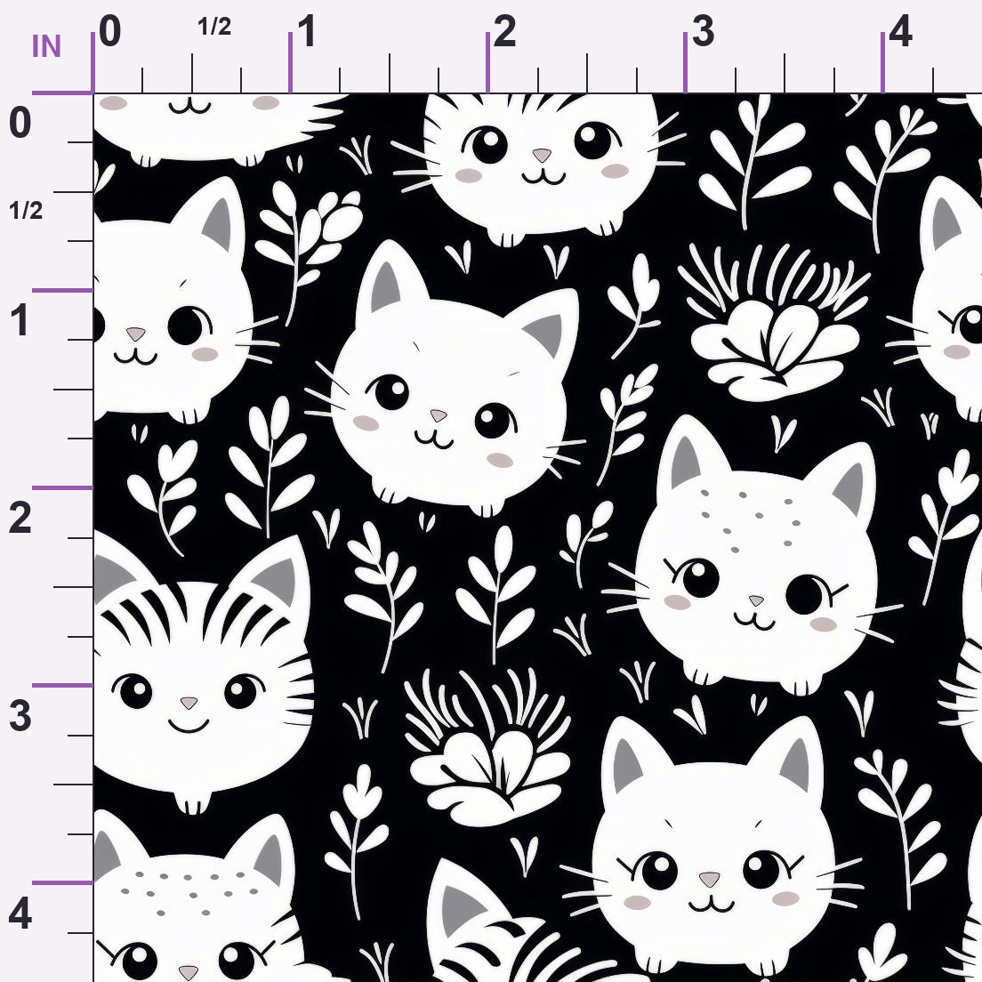 Monochrome Meows Pattern 15 Minky Fabric