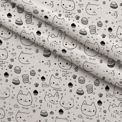 Monochrome Meows Pattern 16 Minky Fabric