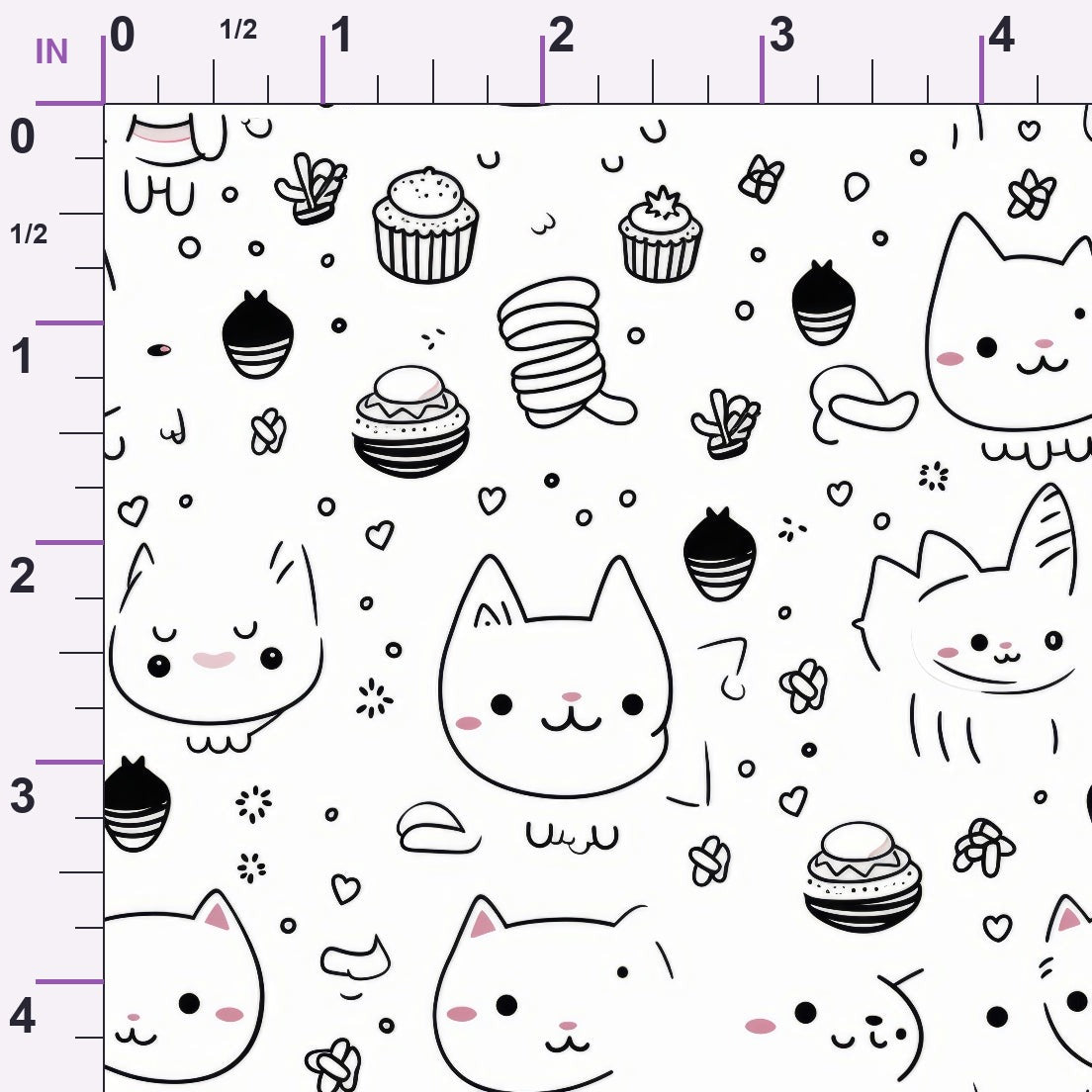 Monochrome Meows Pattern 16 Minky Fabric