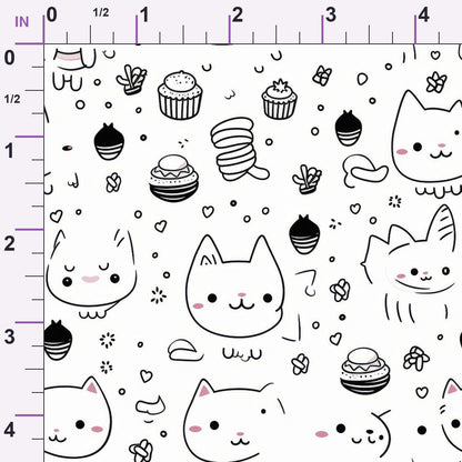 Monochrome Meows Pattern 16 Minky Fabric