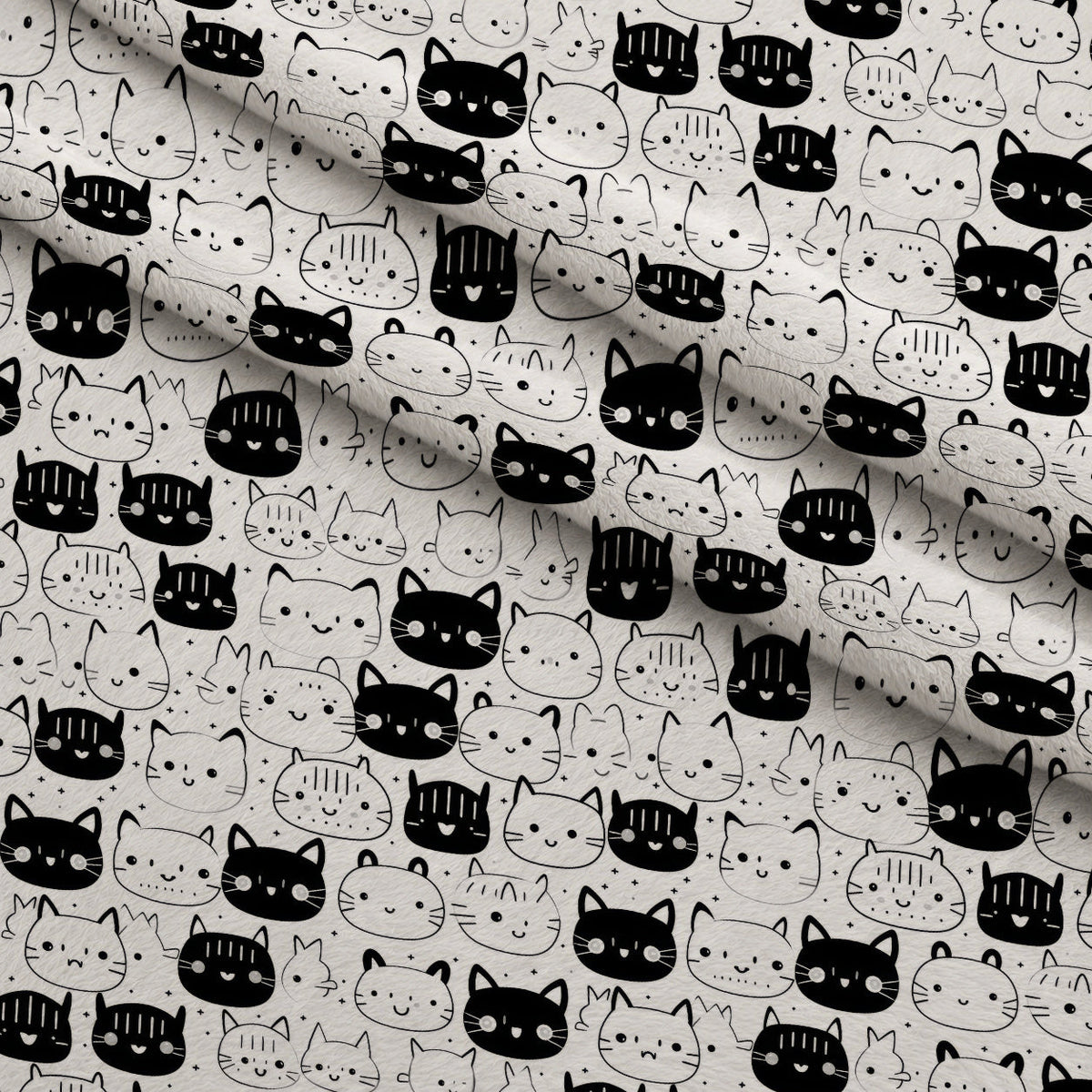 Monochrome Meows Pattern 17 Minky Fabric