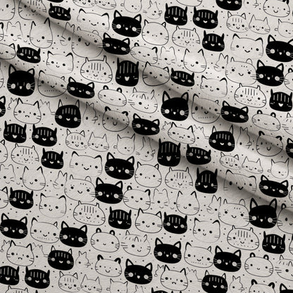 Monochrome Meows Pattern 17 Minky Fabric