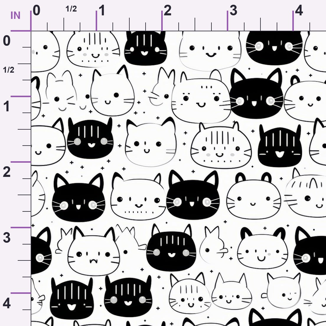 Monochrome Meows Pattern 17 Minky Fabric
