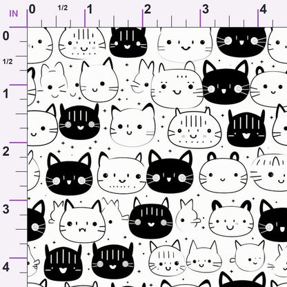 Monochrome Meows Pattern 17 Minky Fabric