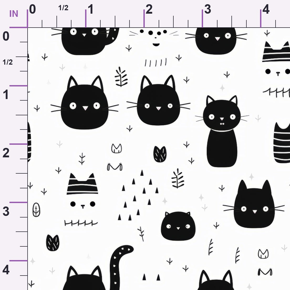 Monochrome Meows Pattern 18 Minky Fabric
