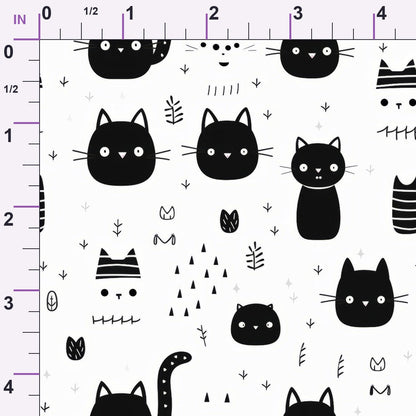 Monochrome Meows Pattern 18 Minky Fabric