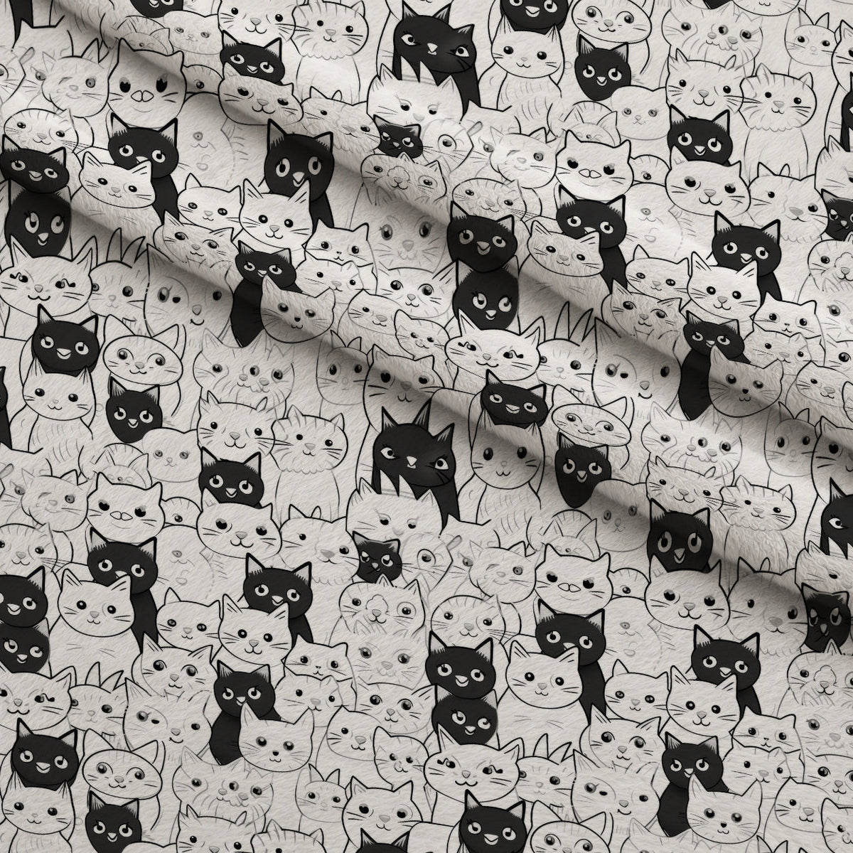 Monochrome Meows Pattern 19 Minky Fabric