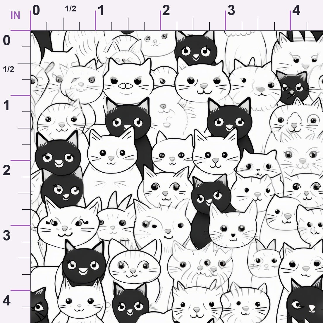 Monochrome Meows Pattern 19 Minky Fabric