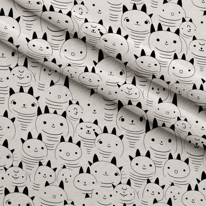 Monochrome Meows Pattern 2 Minky Fabric