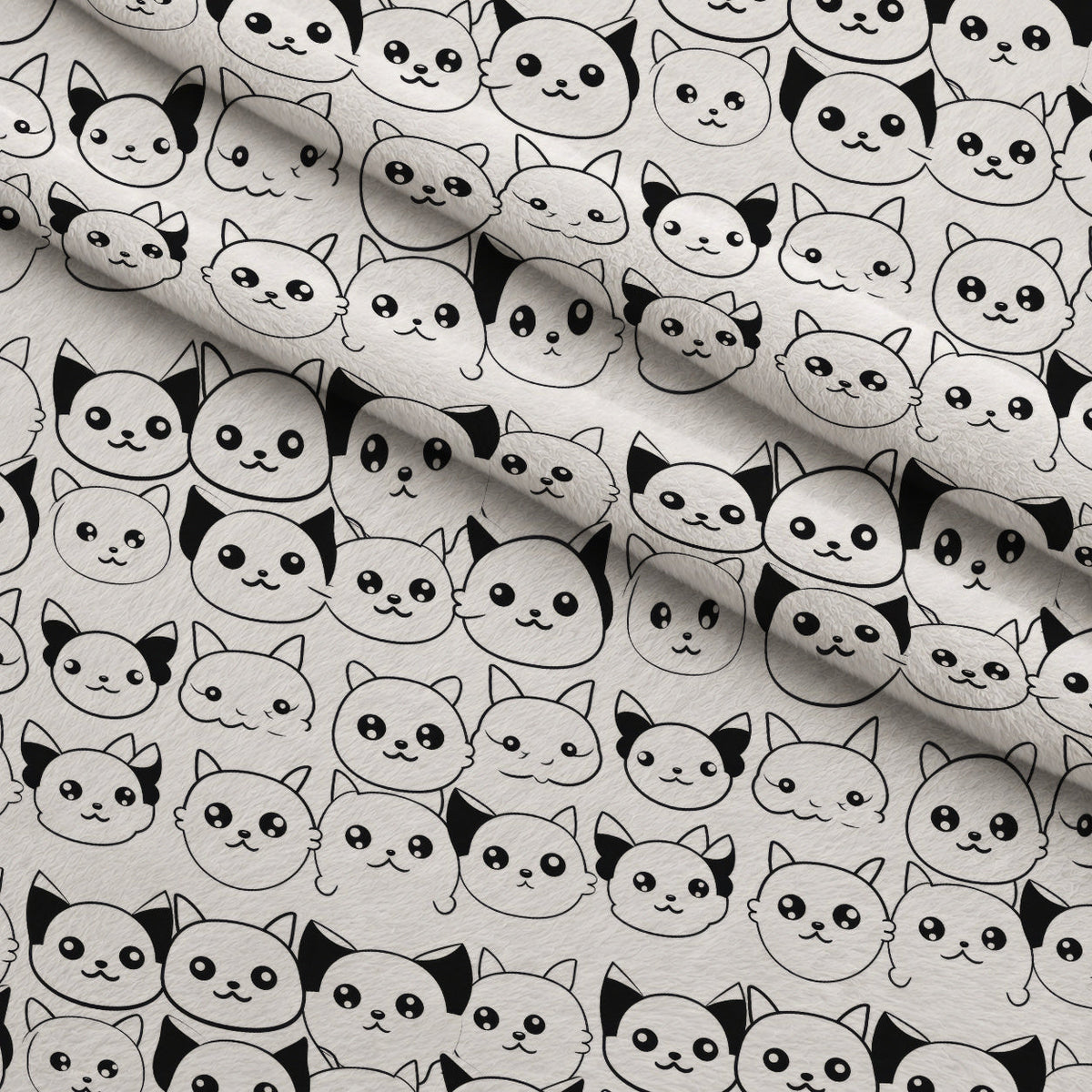 Monochrome Meows Pattern 3 Minky Fabric