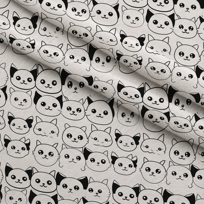 Monochrome Meows Pattern 3 Minky Fabric