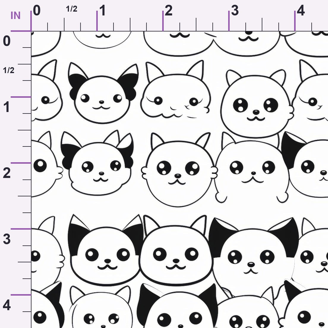 Monochrome Meows Pattern 3 Minky Fabric