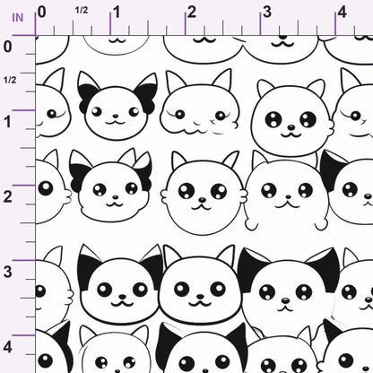Monochrome Meows Pattern 3 Minky Fabric