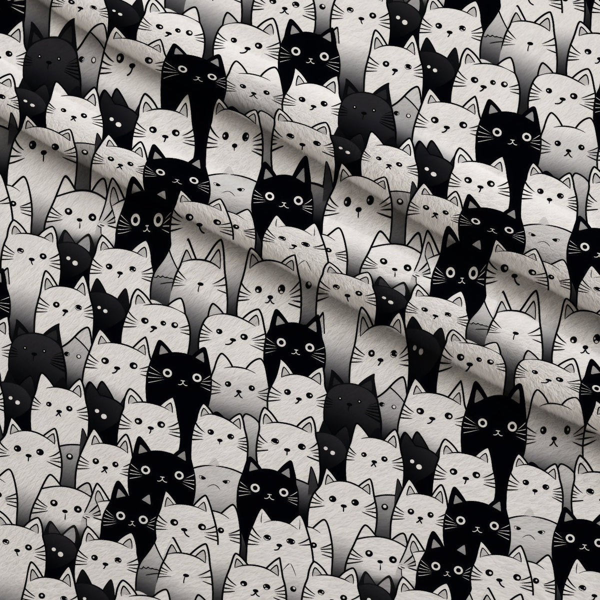 Monochrome Meows Pattern 4 Minky Fabric