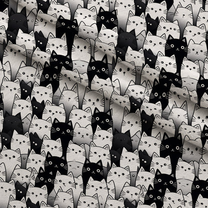 Monochrome Meows Pattern 4 Minky Fabric
