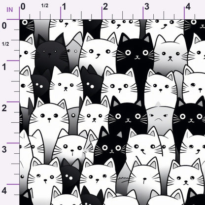Monochrome Meows Pattern 4 Minky Fabric