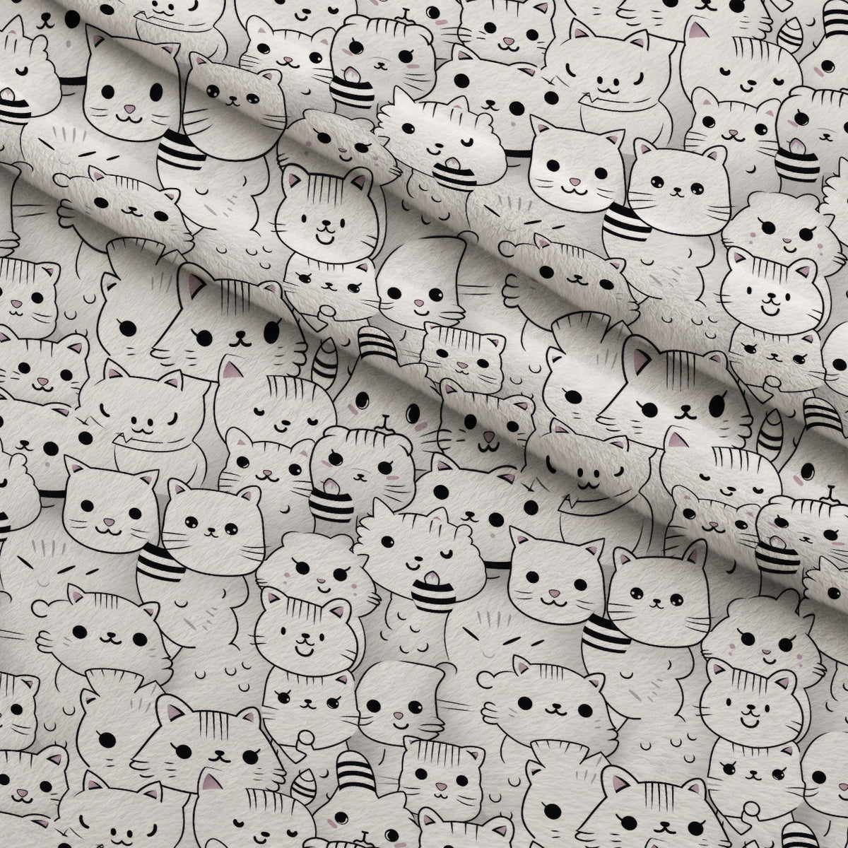 Monochrome Meows Pattern 5 Minky Fabric