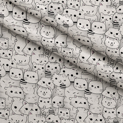 Monochrome Meows Pattern 5 Minky Fabric