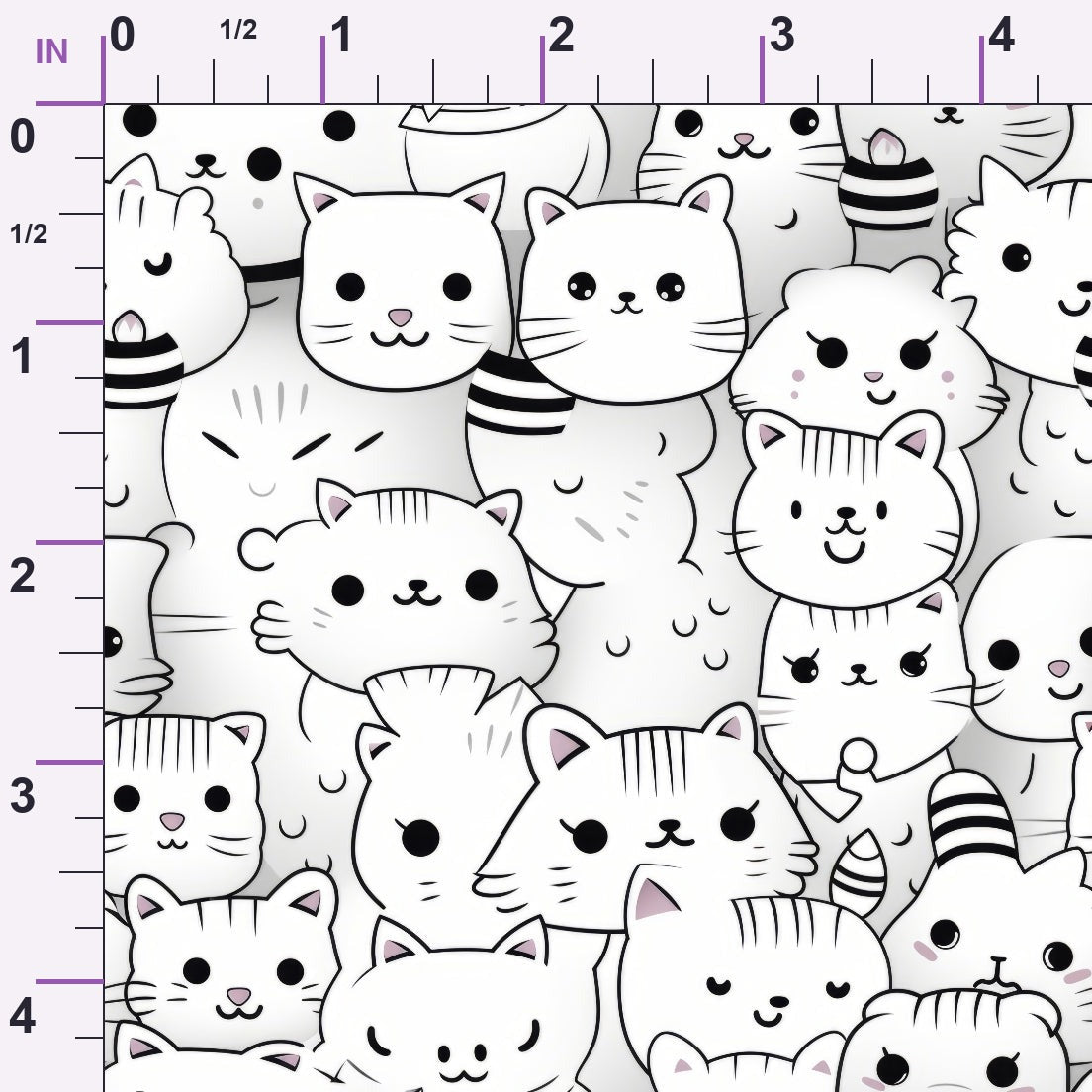 Monochrome Meows Pattern 5 Minky Fabric