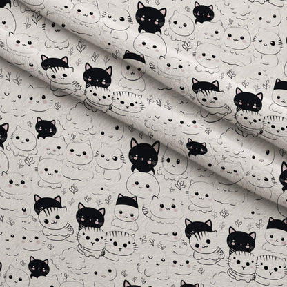 Monochrome Meows Pattern 6 Minky Fabric