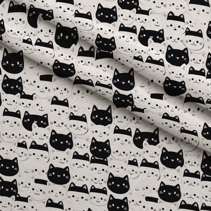 Monochrome Meows Pattern 8 Minky Fabric