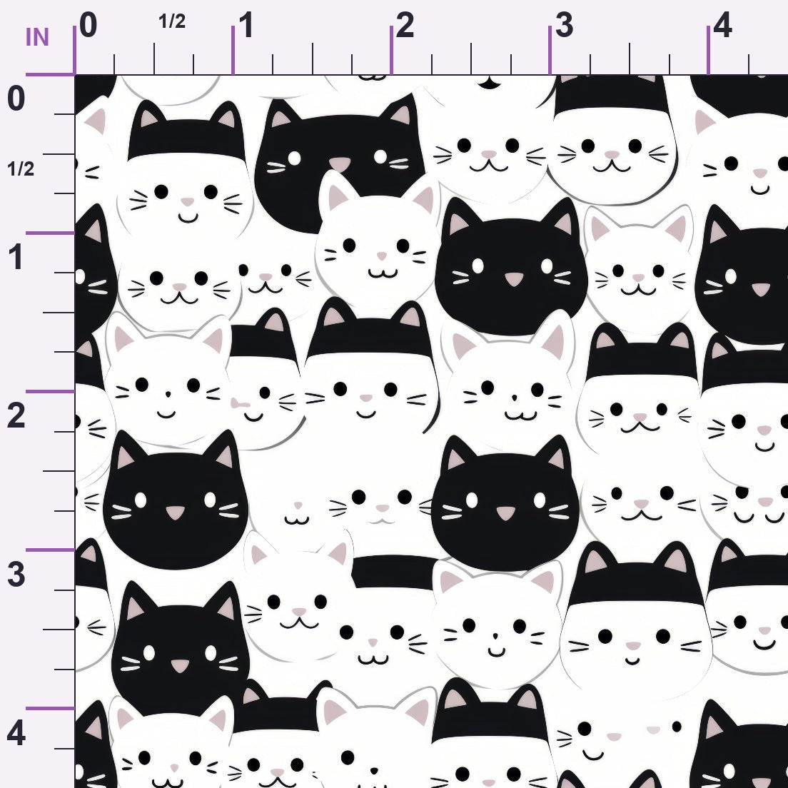 Monochrome Meows Pattern 8 Minky Fabric