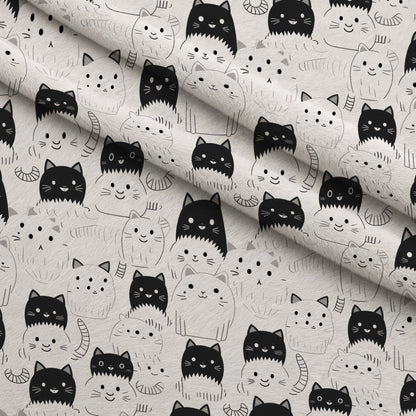 Monochrome Meows Pattern 9 Minky Fabric