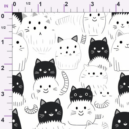 Monochrome Meows Pattern 9 Minky Fabric