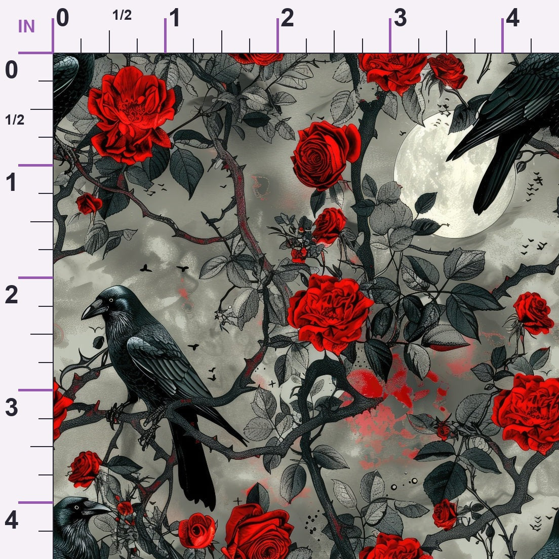 Moonlit Raven Garden Pattern 3 Minky Fabric